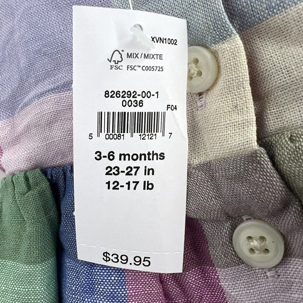 Gap Plaid Ruffle Shoulder Sundress with Bloomers Size 3-6 Month‎ New